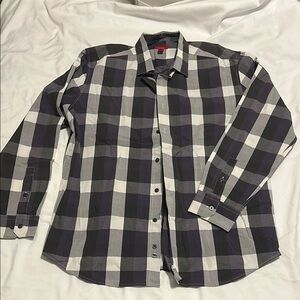 Alfani Black, Purple, and Gray Casual Button Down Shirt with Relaxed Fit